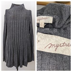 Mystree charcoal grey rib knit mock neck sweater M new